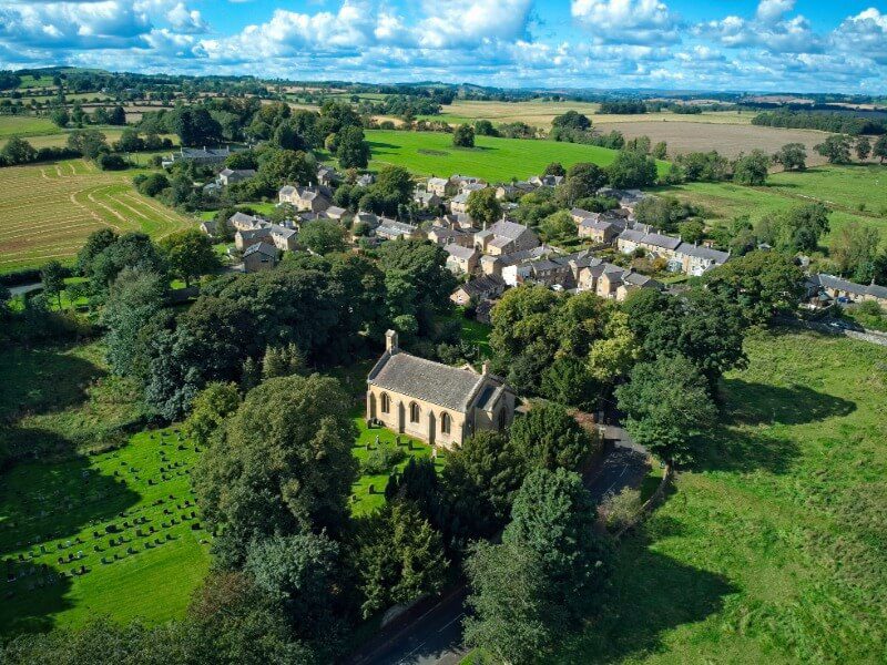 HumshaughAerial Humshaugh village - aerial view